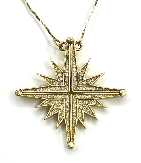 14K Gold & Diamond Star Of Bethlehem Opening Magnetic Necklace